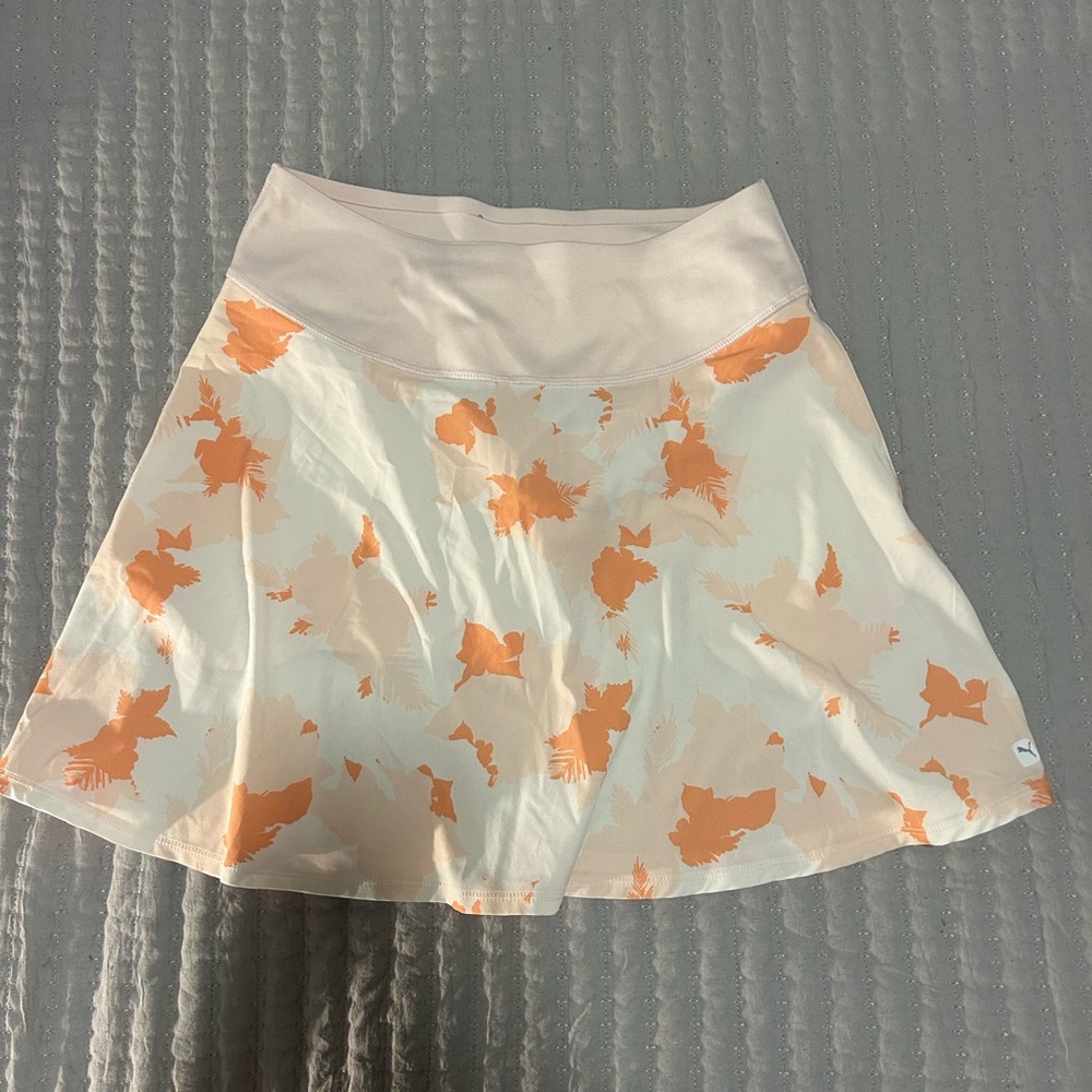 Floral Print Skirt in Cream and Orange